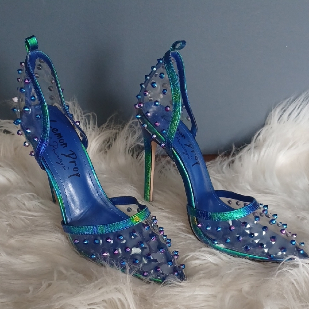 Lemon Drop Mermaid Studded Heels